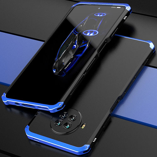 Luxury Aluminum Metal Cover Case 360 Degrees for Xiaomi Mi 10T Lite 5G Blue and Black