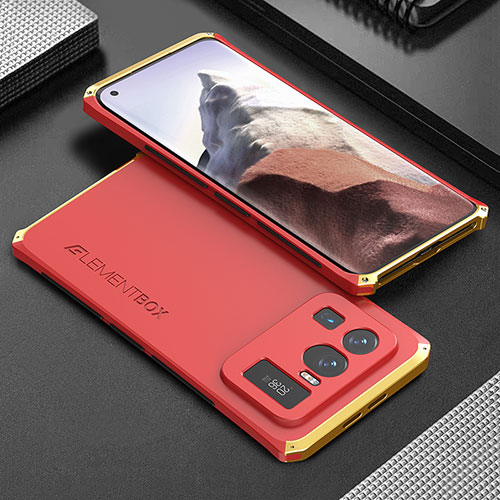 Luxury Aluminum Metal Cover Case 360 Degrees for Xiaomi Mi 11 Ultra 5G Gold and Red