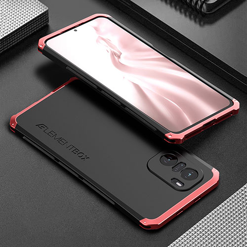 Luxury Aluminum Metal Cover Case 360 Degrees for Xiaomi Mi 11X Pro 5G Red and Black
