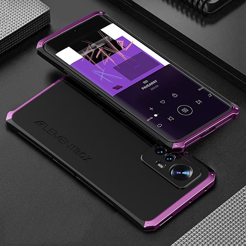 Luxury Aluminum Metal Cover Case 360 Degrees for Xiaomi Mi 12 5G Purple