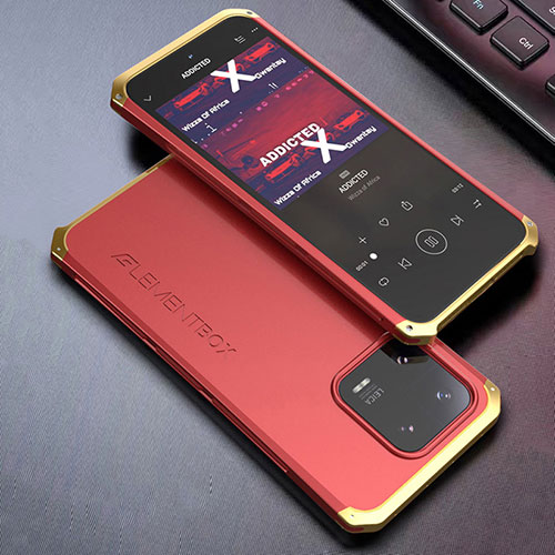 Luxury Aluminum Metal Cover Case 360 Degrees for Xiaomi Mi 13 5G Gold and Red