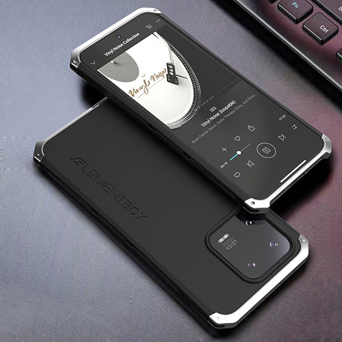 Luxury Aluminum Metal Cover Case 360 Degrees for Xiaomi Mi 13 5G Silver and Black