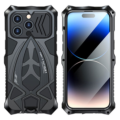 Luxury Aluminum Metal Cover Case 360 Degrees LF2 for Apple iPhone 14 Pro Black