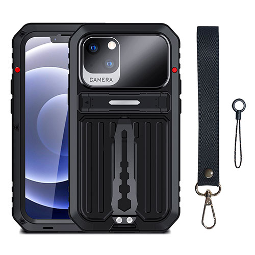 Luxury Aluminum Metal Cover Case 360 Degrees LK1 for Apple iPhone 13 Black