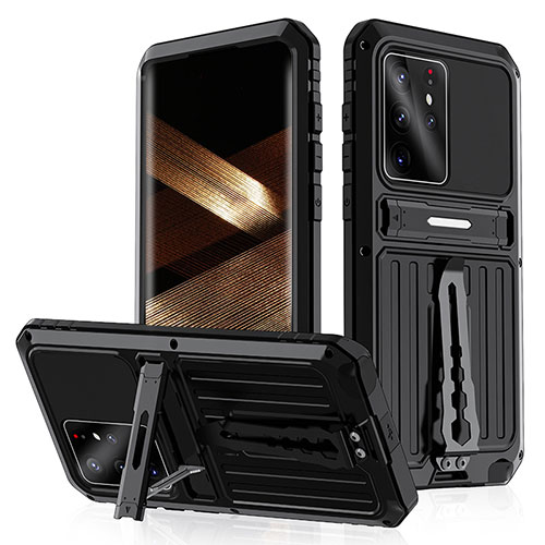 Luxury Aluminum Metal Cover Case 360 Degrees LK2 for Samsung Galaxy S22 Ultra 5G Black