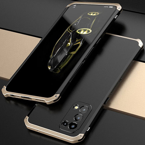 Luxury Aluminum Metal Cover Case 360 Degrees M01 for Oppo Reno5 5G Gold and Black