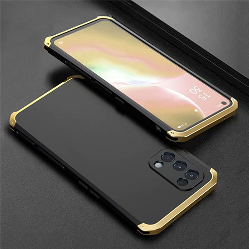 Luxury Aluminum Metal Cover Case 360 Degrees M02 for Oppo Find X3 Lite 5G Gold and Black
