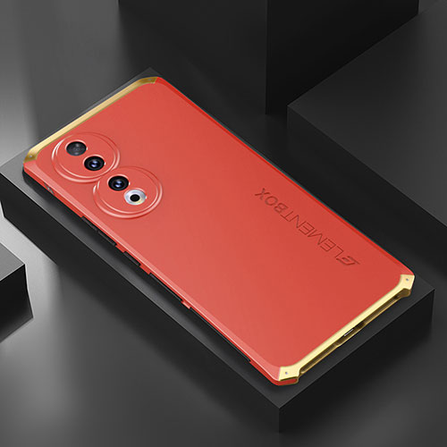 Luxury Aluminum Metal Cover Case 360 Degrees P01 for Huawei Honor 90 5G Gold and Red
