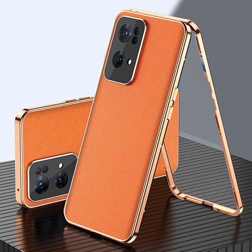 Luxury Aluminum Metal Cover Case 360 Degrees P01 for Oppo Reno7 Pro 5G Orange