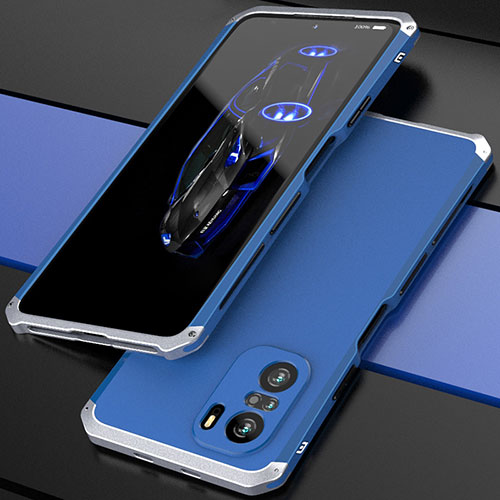 Luxury Aluminum Metal Cover Case 360 Degrees P01 for Xiaomi Mi 11X Pro 5G Silver and Blue