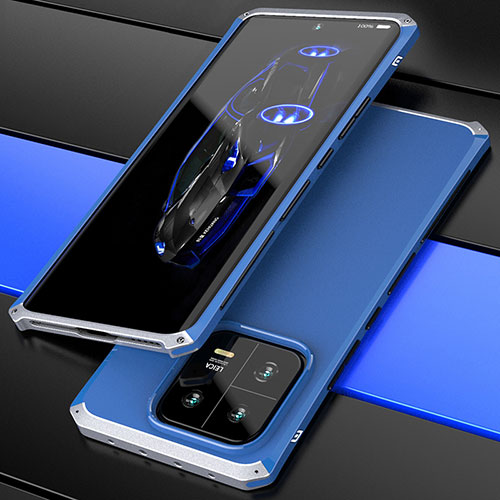 Luxury Aluminum Metal Cover Case 360 Degrees P01 for Xiaomi Mi 13 5G Silver and Blue