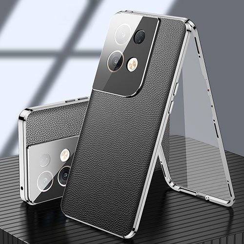 Luxury Aluminum Metal Cover Case 360 Degrees P02 for Oppo Reno9 Pro+ Plus 5G Black