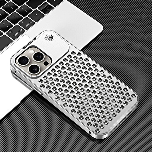 Luxury Aluminum Metal Cover Case 360 Degrees QC3 for Apple iPhone 14 Pro Silver