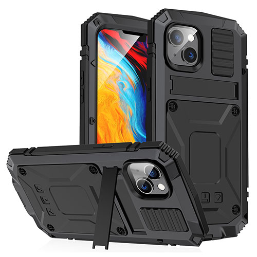 Luxury Aluminum Metal Cover Case 360 Degrees RJ1 for Apple iPhone 13 Black