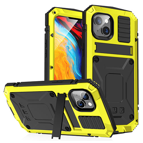 Luxury Aluminum Metal Cover Case 360 Degrees RJ1 for Apple iPhone 14 Plus Yellow