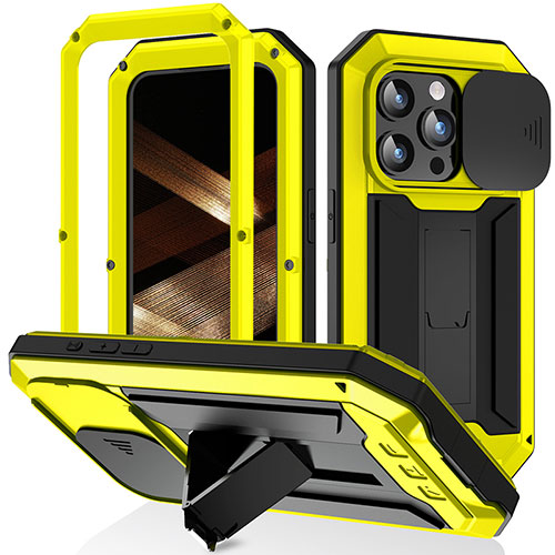 Luxury Aluminum Metal Cover Case 360 Degrees RJ3 for Apple iPhone 13 Pro Max Yellow