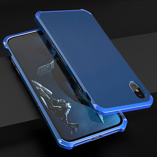 Luxury Aluminum Metal Cover Case for Apple iPhone Xs Blue