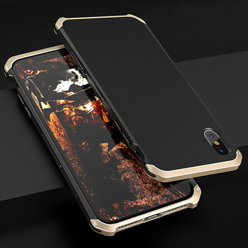 Luxury Aluminum Metal Cover Case for Apple iPhone Xs Gold and Black