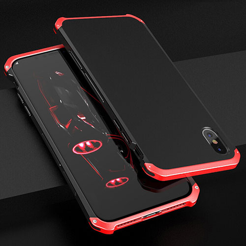 Luxury Aluminum Metal Cover Case for Apple iPhone Xs Red and Black