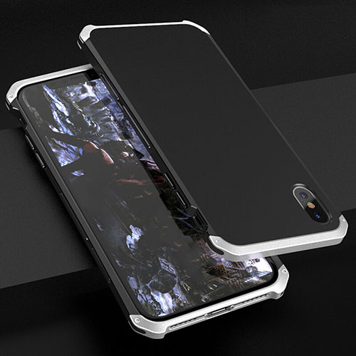 Luxury Aluminum Metal Cover Case for Apple iPhone Xs Silver and Black