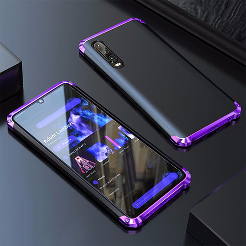 Luxury Aluminum Metal Cover Case for Huawei P30 Purple