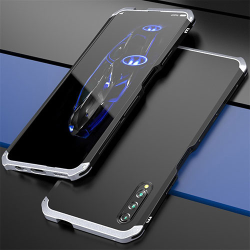 Luxury Aluminum Metal Cover Case for Huawei Y9s Silver and Black