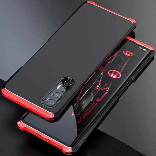 Luxury Aluminum Metal Cover Case for Oppo Find X2 Neo Red and Black