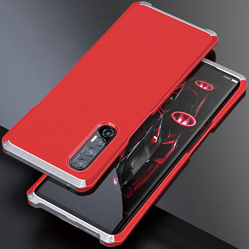 Luxury Aluminum Metal Cover Case for Oppo Find X2 Neo Silver and Red