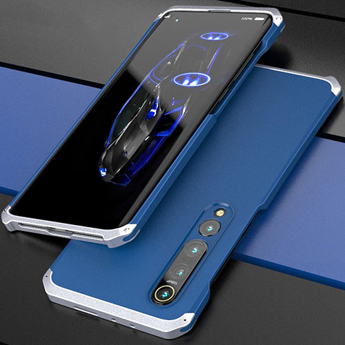 Luxury Aluminum Metal Cover Case for Xiaomi Mi 10 Pro Silver and Blue