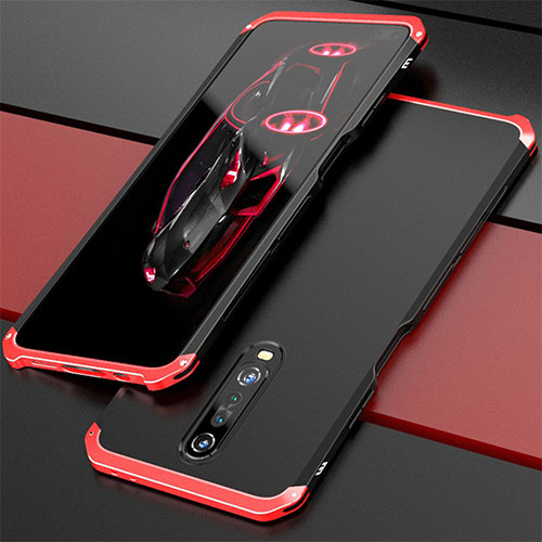 Luxury Aluminum Metal Cover Case for Xiaomi Poco X2 Red and Black