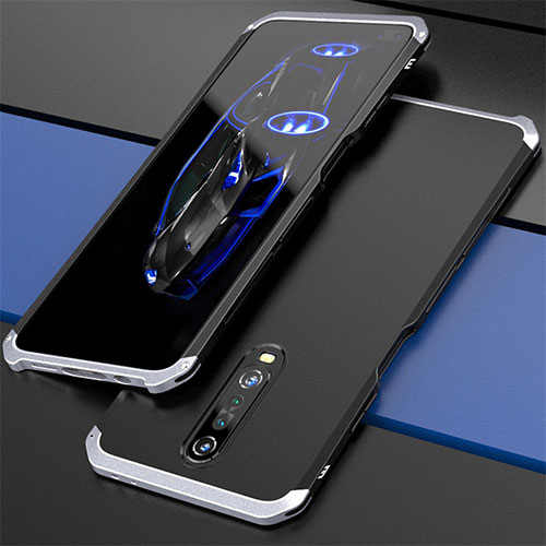 Luxury Aluminum Metal Cover Case for Xiaomi Redmi K30 4G Silver and Black