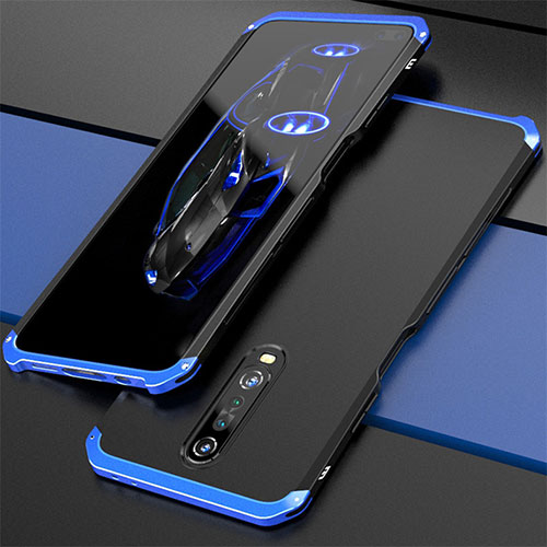 Luxury Aluminum Metal Cover Case for Xiaomi Redmi K30 5G Blue and Black