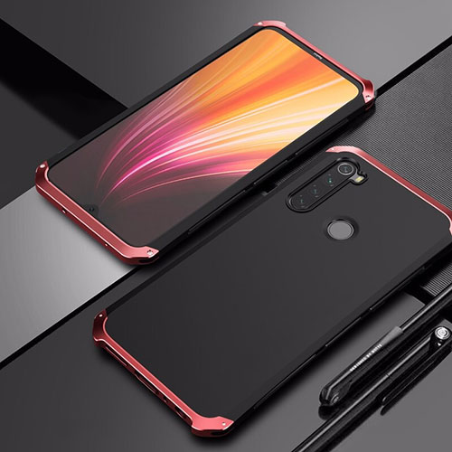 Luxury Aluminum Metal Cover Case for Xiaomi Redmi Note 8 (2021) Red and Black
