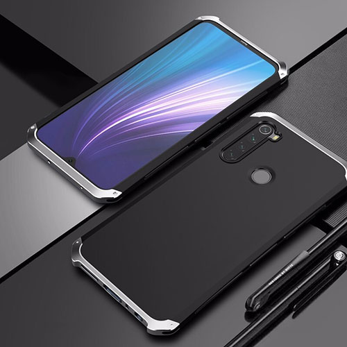 Luxury Aluminum Metal Cover Case for Xiaomi Redmi Note 8 (2021) Silver and Black