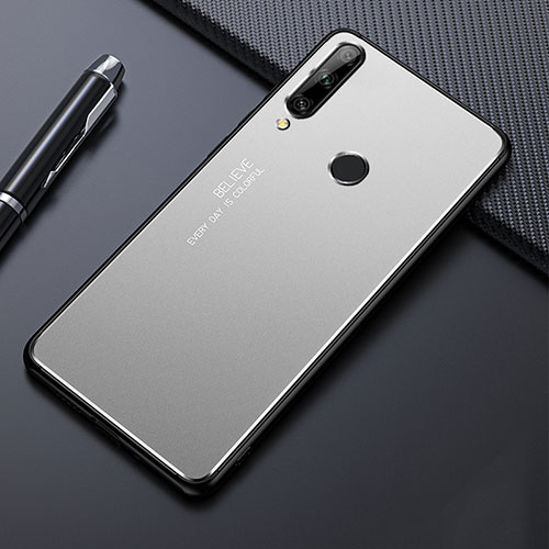 Luxury Aluminum Metal Cover Case M01 for Huawei Enjoy 10 Plus Silver