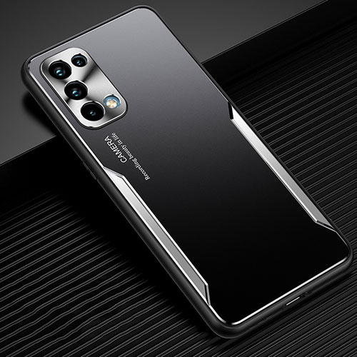 Luxury Aluminum Metal Cover Case M03 for Oppo Reno5 5G Silver