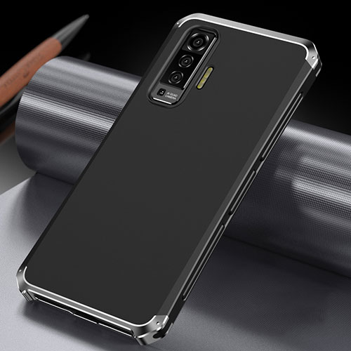 Luxury Aluminum Metal Cover Case M03 for Vivo X50 5G Silver and Black