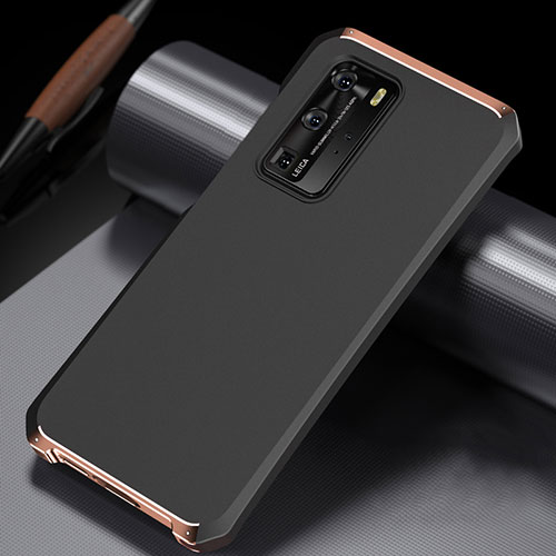 Luxury Aluminum Metal Cover Case N02 for Huawei P40 Pro Gold and Black