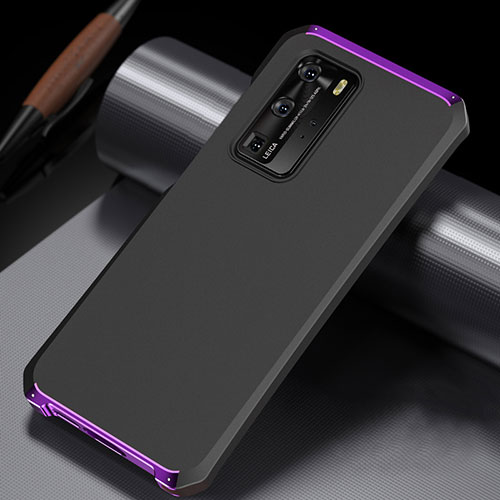 Luxury Aluminum Metal Cover Case N02 for Huawei P40 Pro Purple and Blue