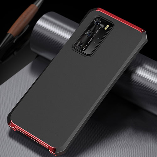 Luxury Aluminum Metal Cover Case N02 for Huawei P40 Pro Red and Black