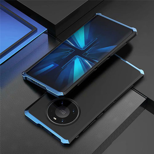 Luxury Aluminum Metal Cover Case T01 for Huawei Mate 40 Pro Blue and Black