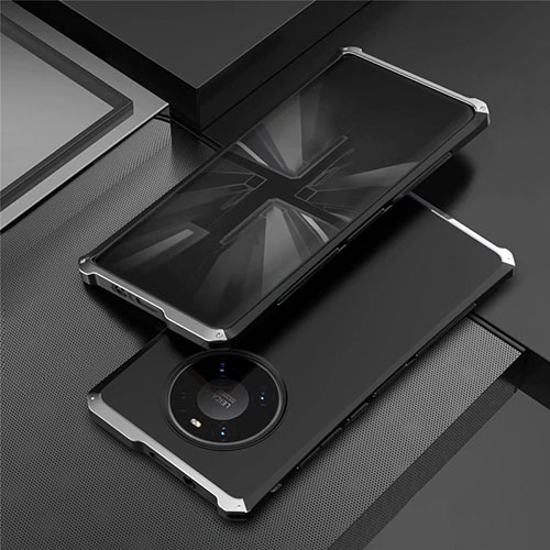 Luxury Aluminum Metal Cover Case T01 for Huawei Mate 40E Pro 4G Silver and Black