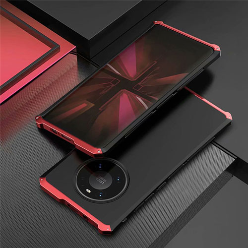 Luxury Aluminum Metal Cover Case T01 for Huawei Mate 40E Pro 5G Red and Black