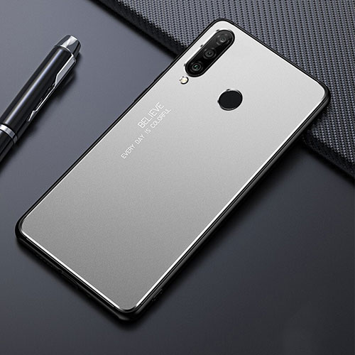 Luxury Aluminum Metal Cover Case T01 for Huawei P30 Lite New Edition Silver