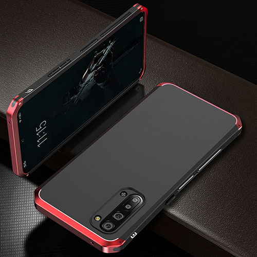Luxury Aluminum Metal Cover Case T01 for Oppo A91 Red and Black