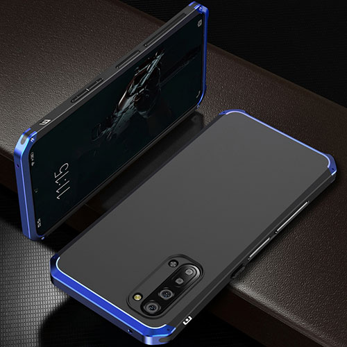 Luxury Aluminum Metal Cover Case T01 for Oppo Find X2 Lite Blue and Black