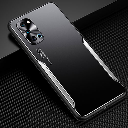 Luxury Aluminum Metal Cover Case T01 for Oppo Reno4 Pro 5G Silver