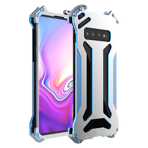 Luxury Aluminum Metal Cover Case T01 for Samsung Galaxy S10 Silver