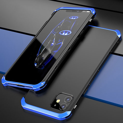 Luxury Aluminum Metal Cover Case T02 for Apple iPhone 11 Blue and Black