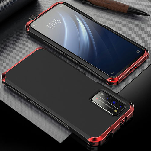 Luxury Aluminum Metal Cover Case T02 for Huawei Honor X10 5G Red and Black